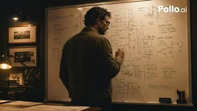Example generated from “Cinematic Heist Mastermind at Whiteboard”