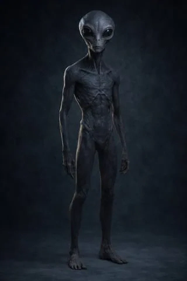 Example generated from “Uncanny Full-Body Alien Portrait”
