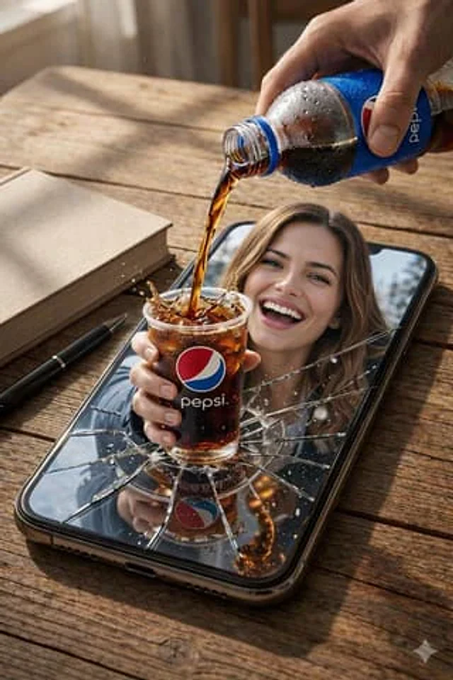 Example generated from “Surreal Pepsi Pour Phone Composite”