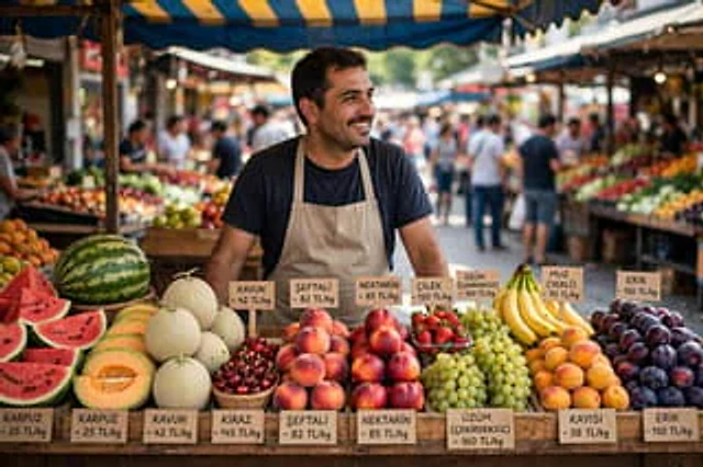 Example generated from “Turkish Market Grocer Realistic Photo”
