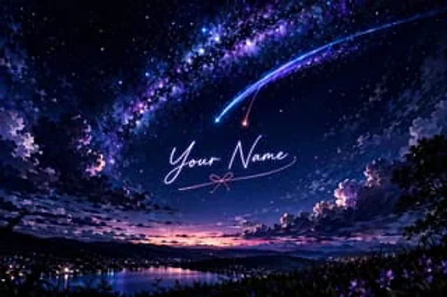Example generated from “Anime Starry Night Sky with Custom Neon Text”