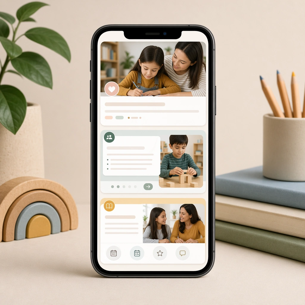 Parent Education Mobile Feed Concept — ChaosRealmsAI · MIT