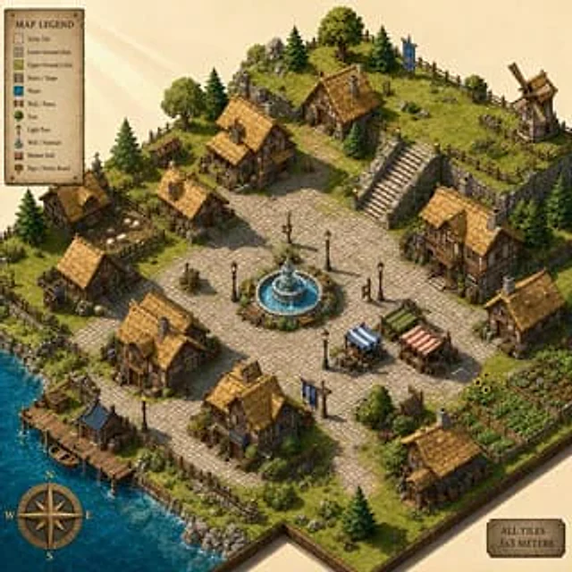 Example generated from “Isometric fantasy village map”