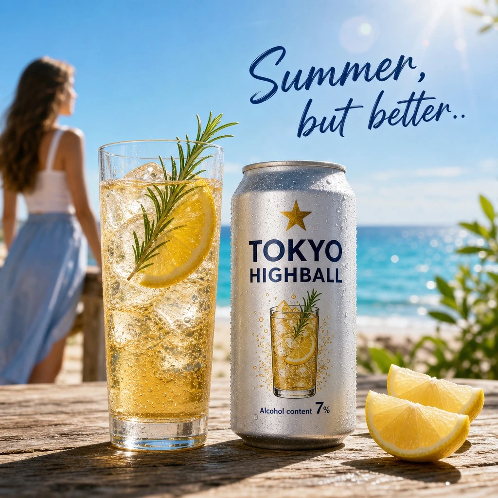 Summer Highball Beach Ad — ClawLabs AI · MIT
