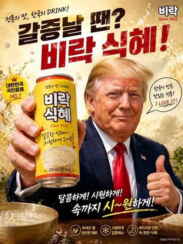 Example generated from “Korean Rice Drink Parody Ad Poster”