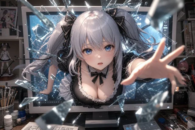 Example generated from “Anime Girl Breaking Out of Monitor”