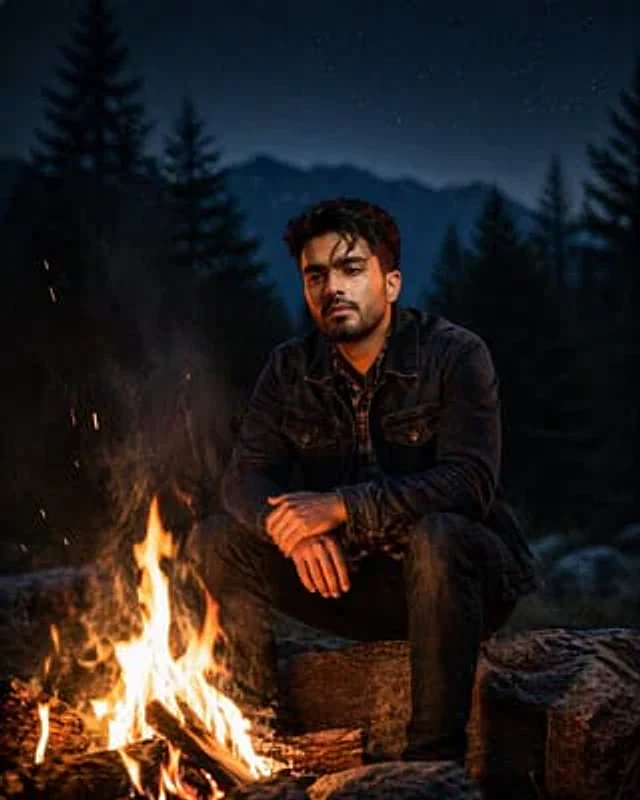 Example generated from “Cinematic Forest Campfire Portrait”
