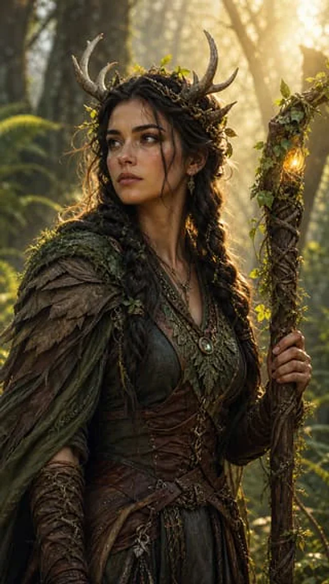 Example generated from “Fantasy Druid Half-Body Portrait”