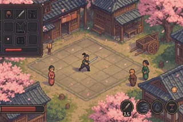 Example generated from “Retro Japanese town pixel RPG”
