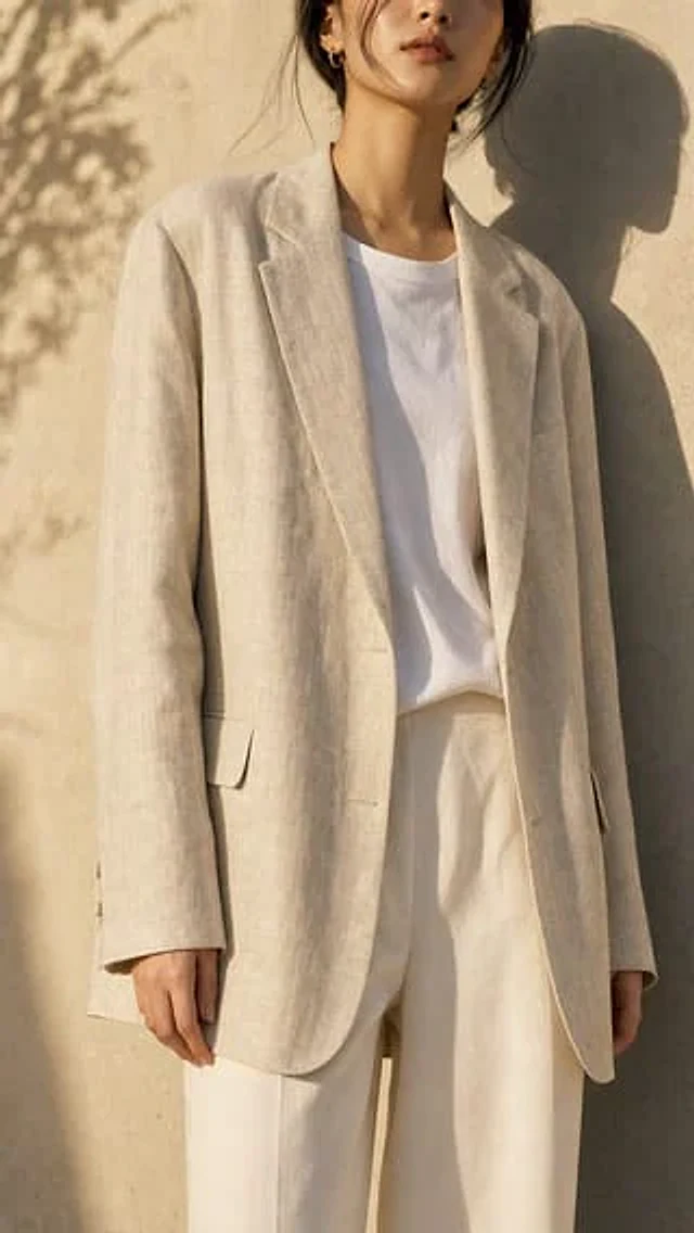Example generated from “Linen Blazer Try-On Half-Body”