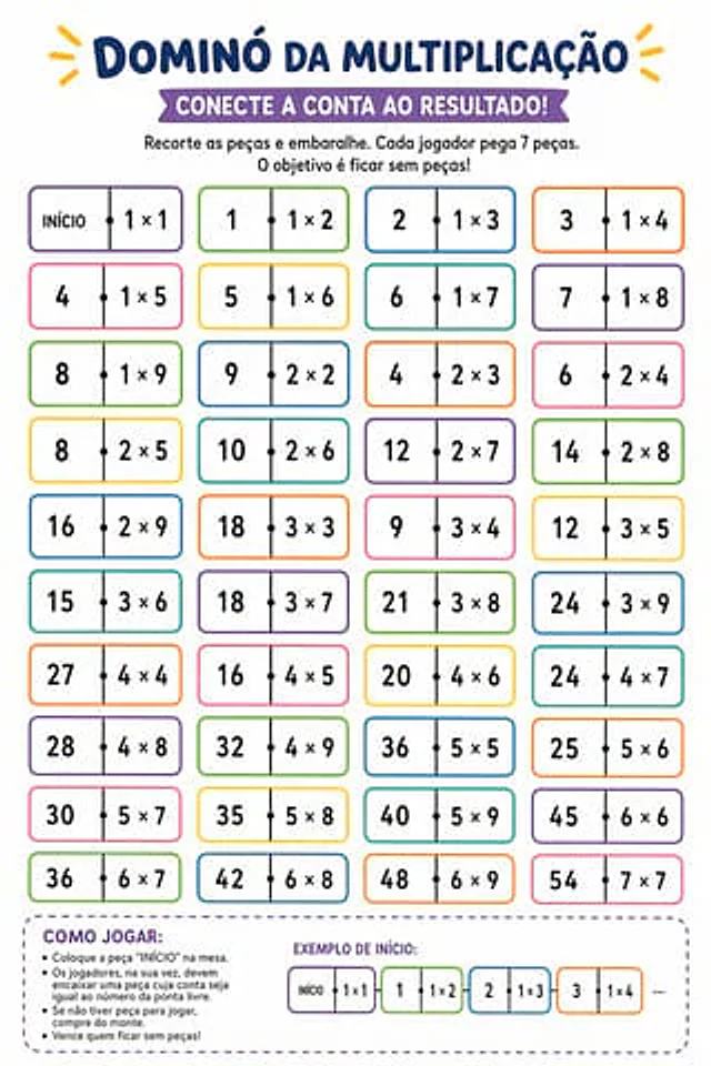 Example generated from “Printable Multiplication Domino Worksheet”