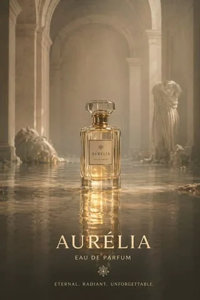 Example generated from “Cinematic Perfume Product Shot in Flooded Ruins”