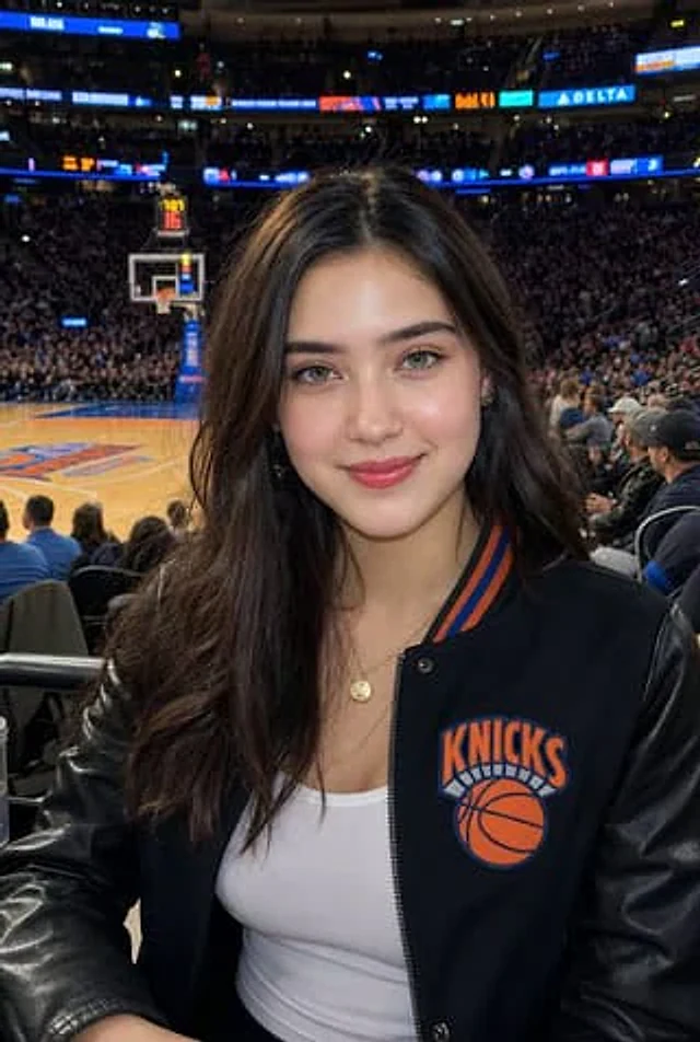 Example generated from “Courtside Knicks Fan Photo”