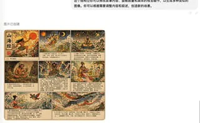 Example generated from “Shan Hai Jing Vintage Comic Page”