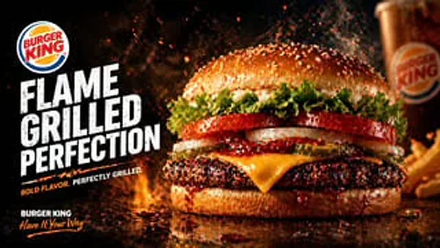 Example generated from “Flame-Grilled Burger Ad Poster”