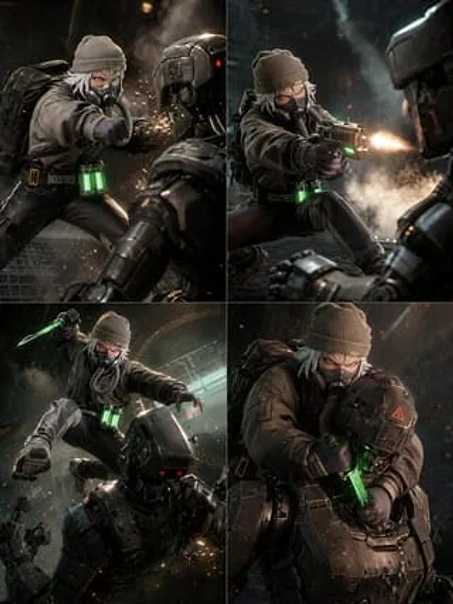 Example generated from “2x2 Sci-Fi Combat Action Grid”