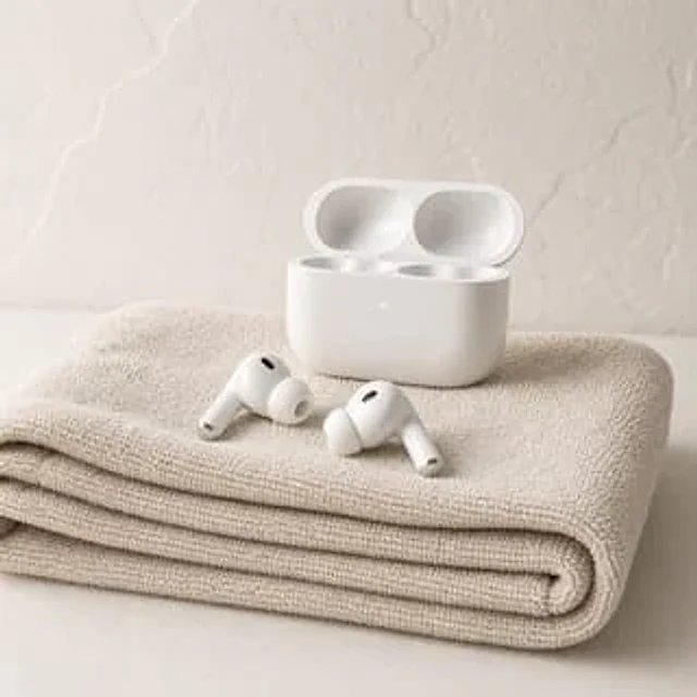Example generated from “Wireless Earbuds on Folded Towel”
