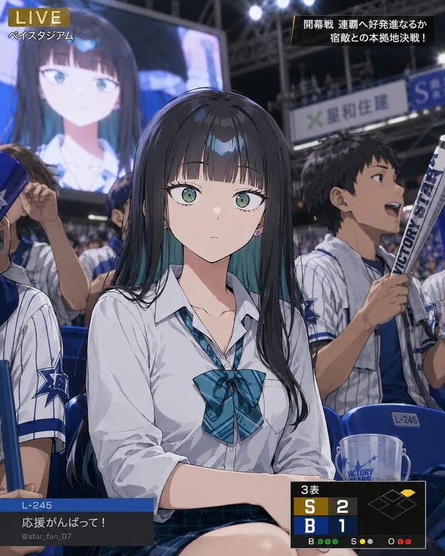 Example generated from “Character Caught on Stadium Screen”