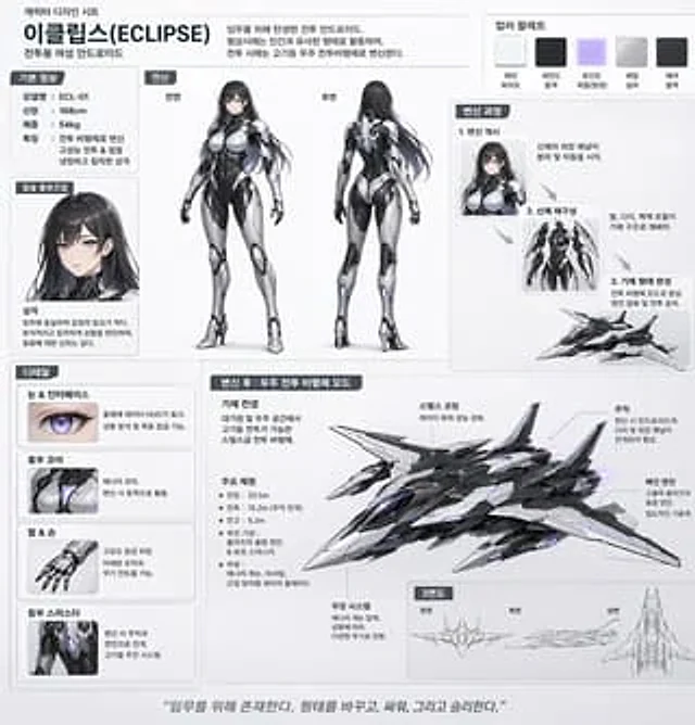 Example generated from “Mecha-Girl Character Design Sheet”