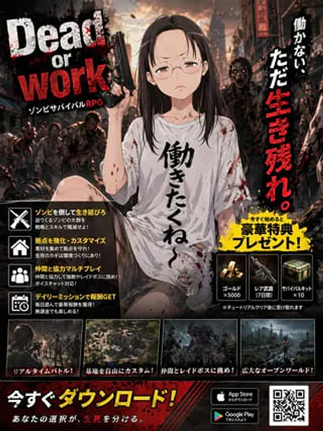 Example generated from “Zombie Survival RPG Anime Ad Poster”