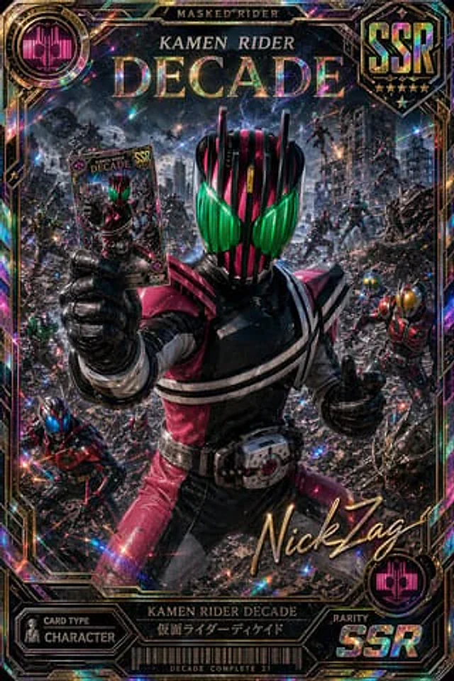 Example generated from “Holographic Kamen Rider Decade SSR Card”