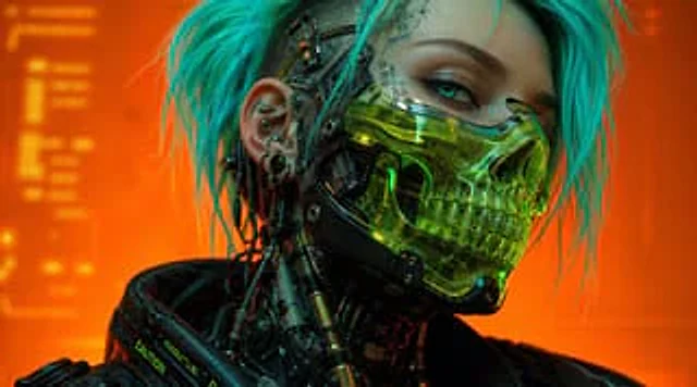 Example generated from “Cyberpunk Cyborg Skull Mask Portrait”