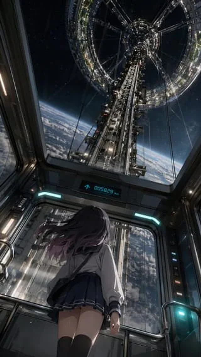 Example generated from “Anime Girl in Space Elevator”