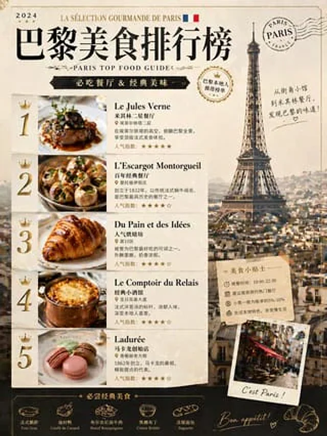 Example generated from “Paris Food Ranking Poster Prompt”