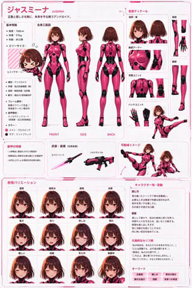 Example generated from “Robot Girl Reference Sheet”