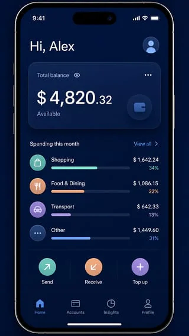 Example generated from “Mobile Banking App Dashboard Mock”