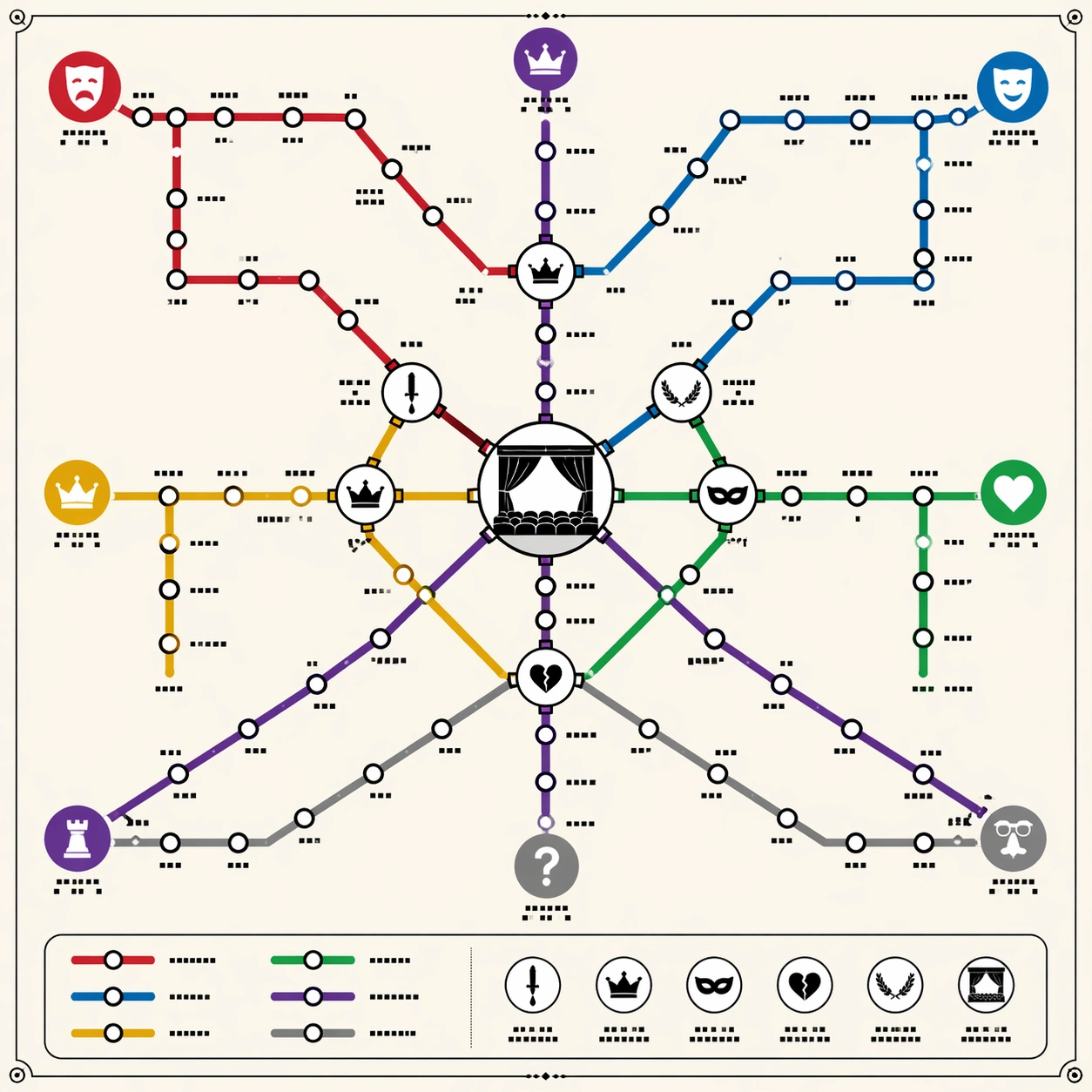 Shakespeare-Themed Transit-Map Visual Metaphor — ChaosRealmsAI · MIT