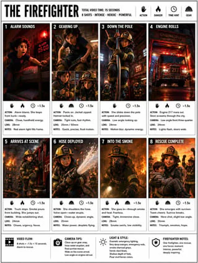Example generated from “Infographic / Edu Visual - Firefighter Storyboard Infographic”