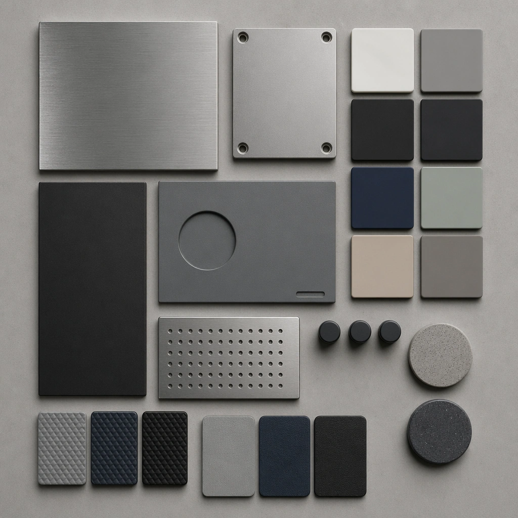 Industrial CMF Material Swatch Array — ChaosRealmsAI · MIT
