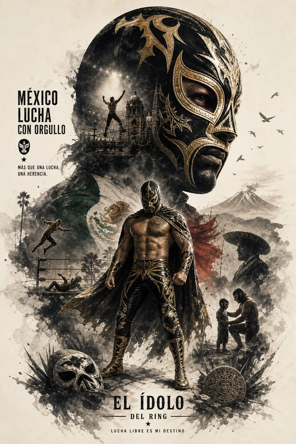 Fictional Masked-wrestler Ink Poster — ClawLabs AI · MIT