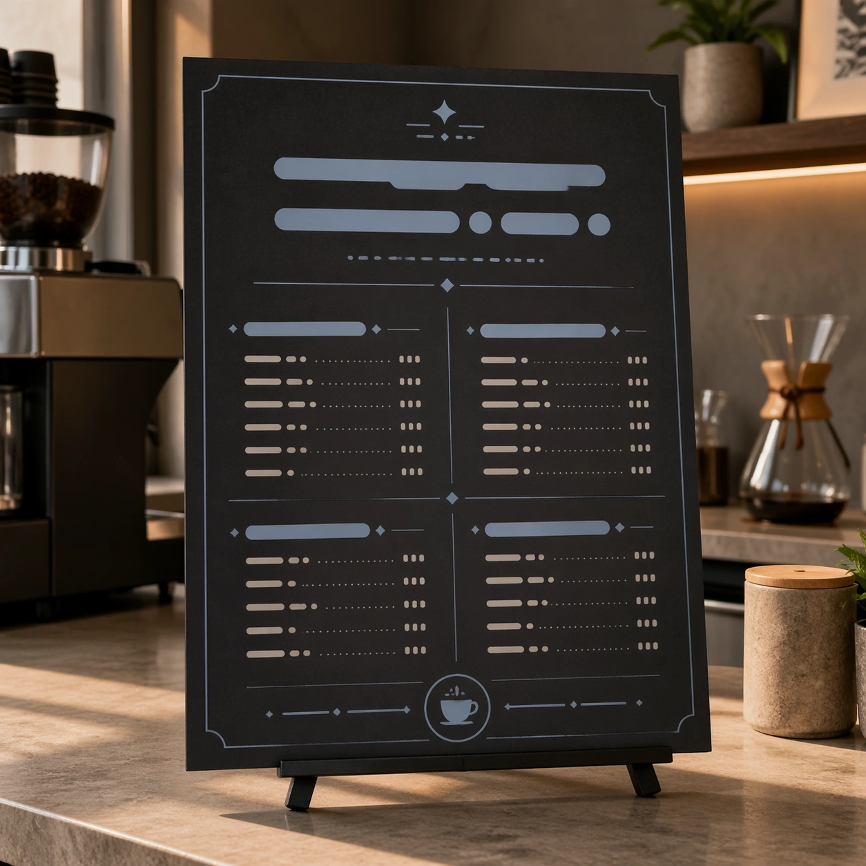 Charcoal Cafe Menu Board Mockup — ChaosRealmsAI · MIT