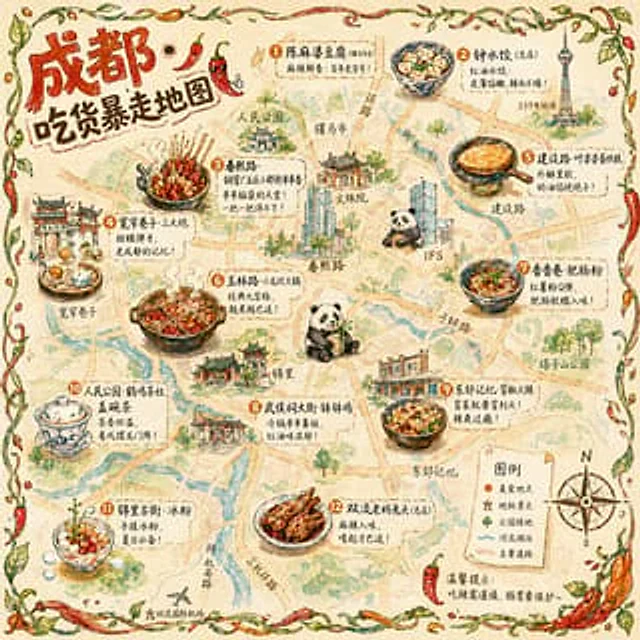 Example generated from “Chengdu Food Map Illustration”
