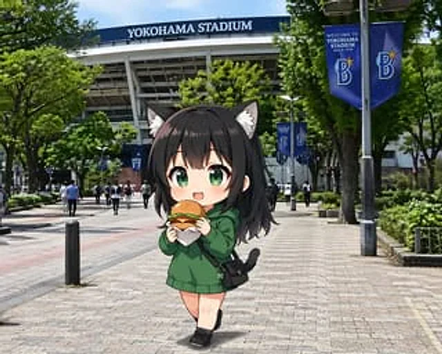 Example generated from “Chibi Catgirl at Yokohama Stadium”