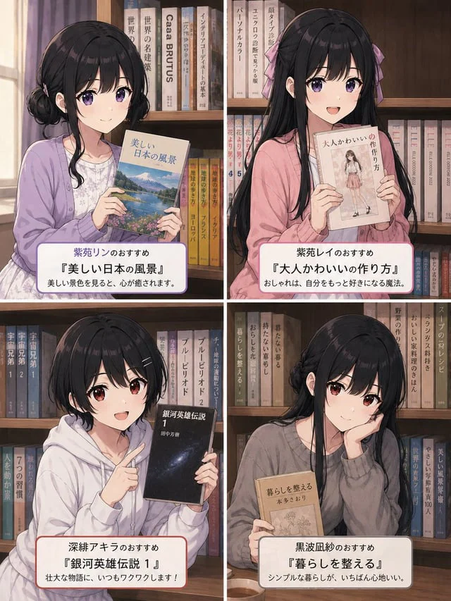 Example generated from “Four Anime Bookshelf Recommendations”