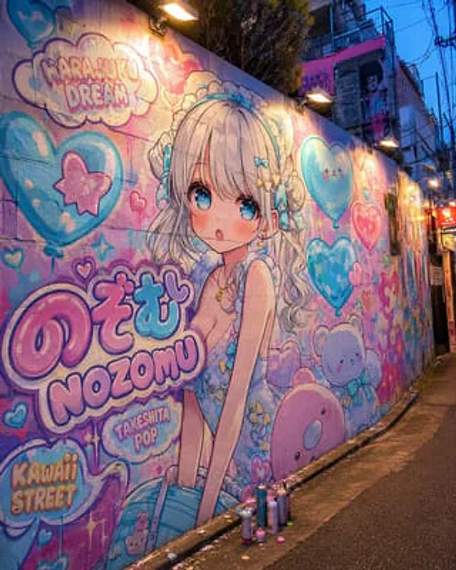 Example generated from “Harajuku Kawaii Graffiti Mural”