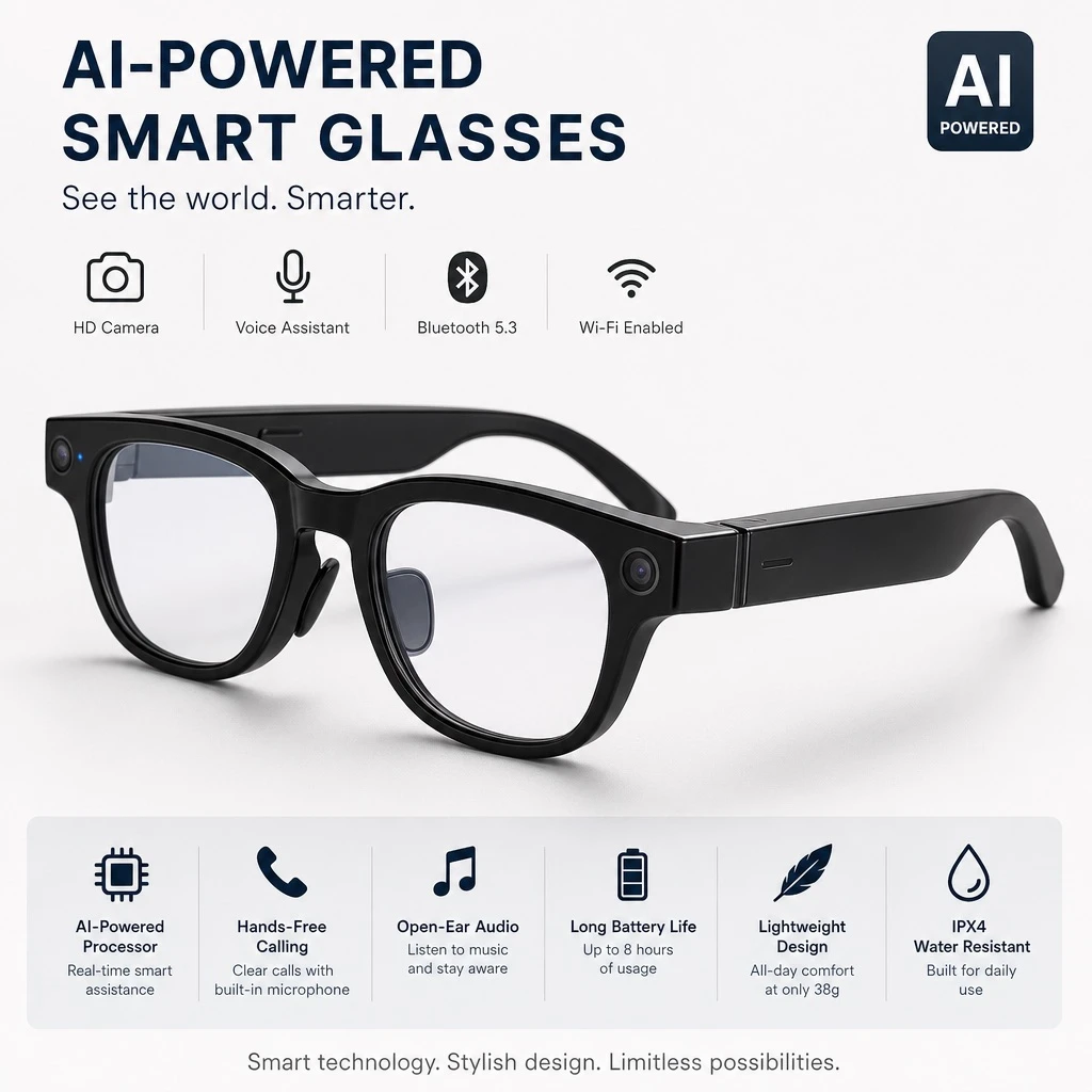 Concept Smart Glasses Product Advertisement — ClawLabs AI · MIT