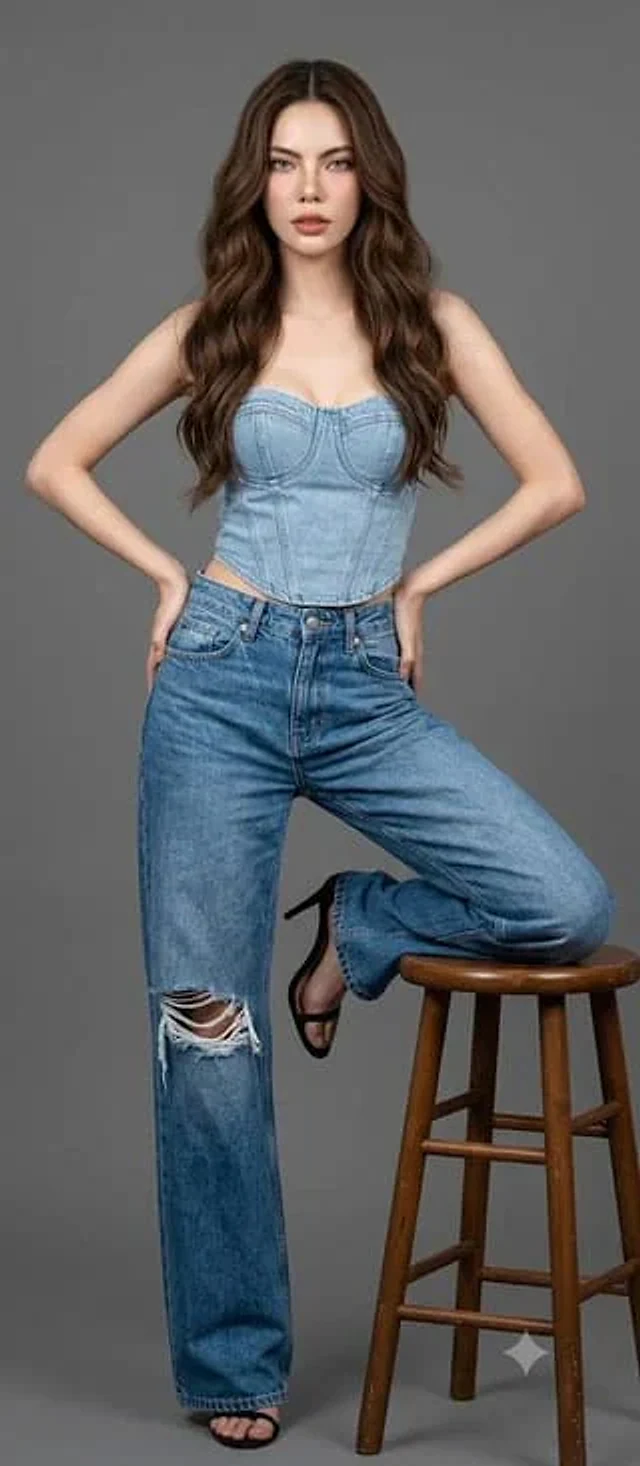 Example generated from “E-commerce Main Image - Casual Denim Studio Portrait”