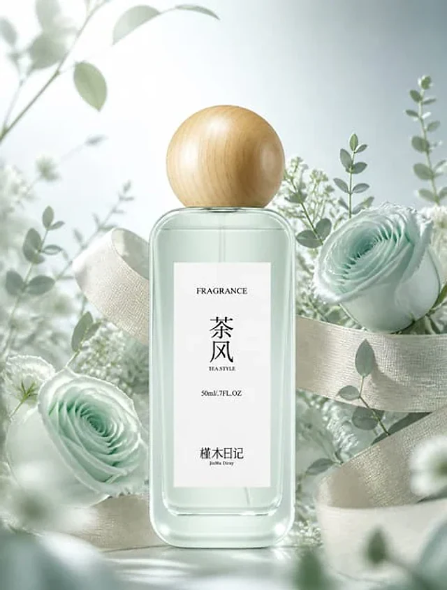 Example generated from “薄荷玫瑰香水电商图”
