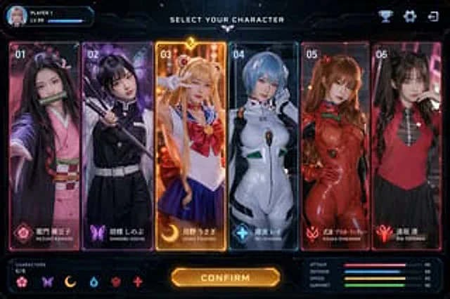 Example generated from “Sci-Fi Anime Character Select UI”