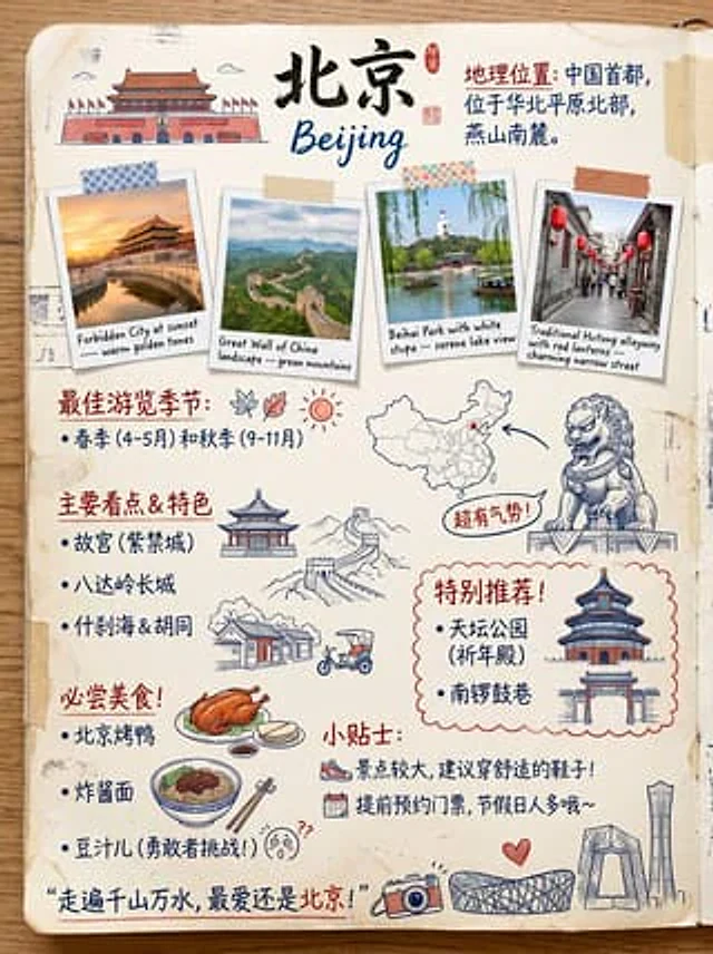 Example generated from “Vintage Beijing Travel Scrapbook Poster”