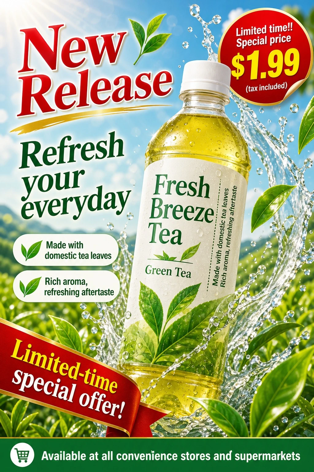 Fictional Green Tea Advertisement Layout — ClawLabs AI · MIT