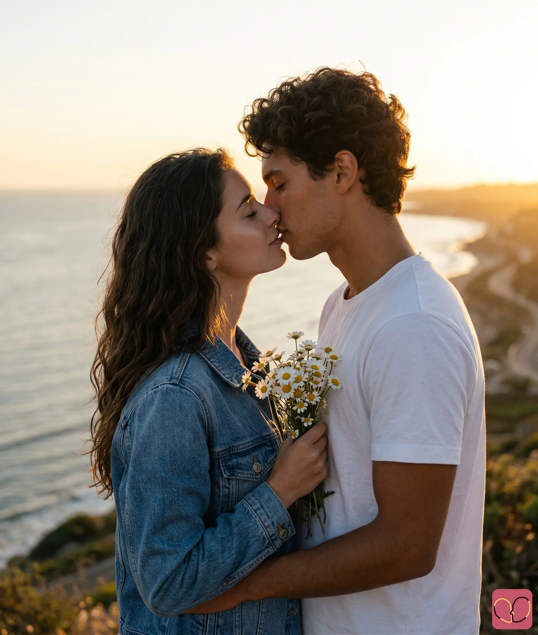 2 reference photos · Golden Hour Seaside Kiss