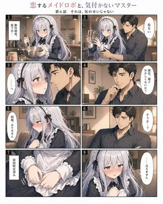 Example generated from “Romantic Maid Robot Manga Page”