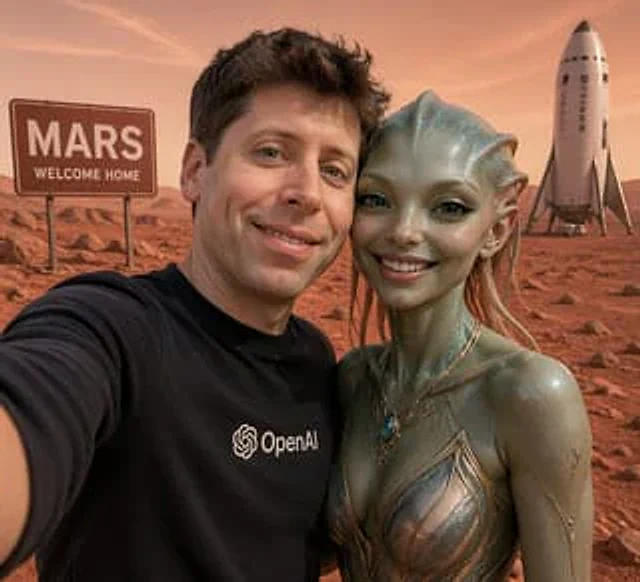 Example generated from “Mars Selfie With Alien and Rocket”