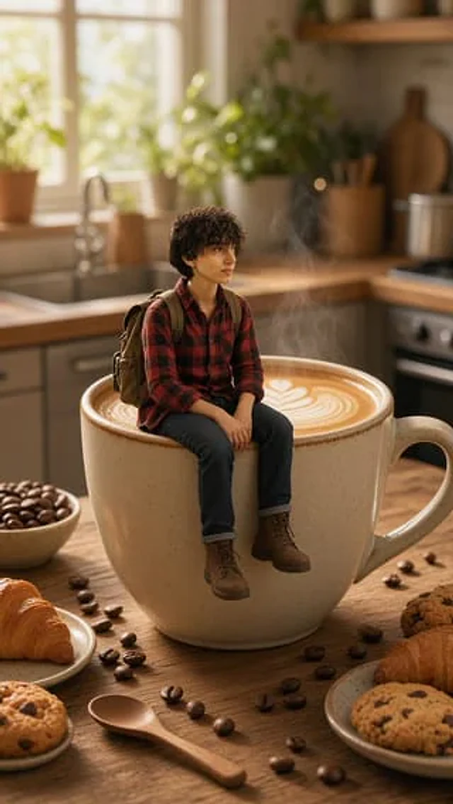 Example generated from “Tiny Traveler on Giant Latte”