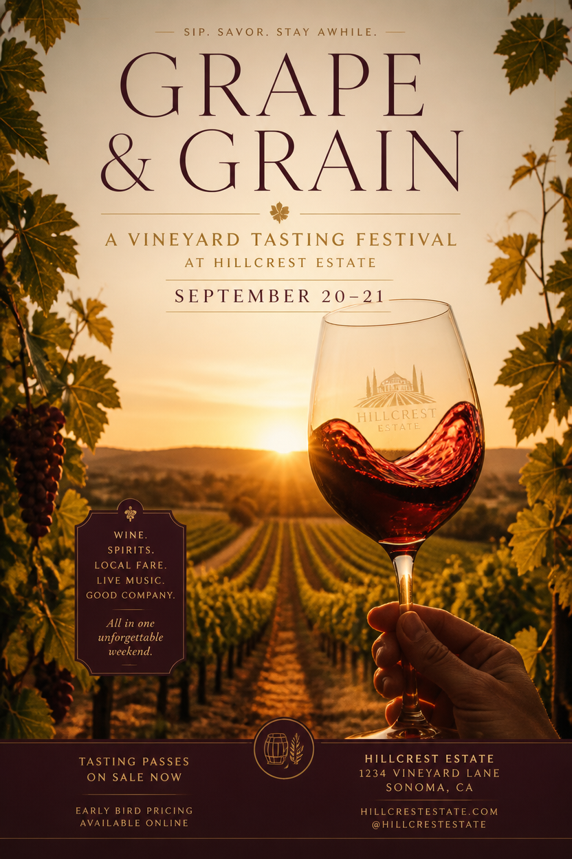 Example generated from “Design illustration · Grape & Grain Wine Fest — API Models · CC BY 4.0”